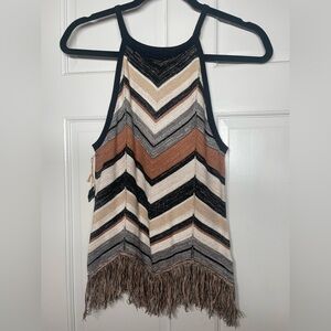 Shyanne Chevron Fringe Tank Top Womens Medium